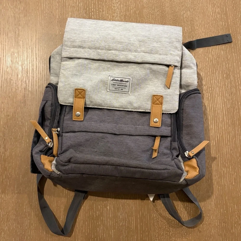 Eddie Bauer Cascade First Adventure Diaper Bag Backpack Grey Heathered EB21034